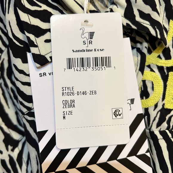 Sandrine Rose Desir Zebra Print S/S Pearl Snap Shirt Women Medium NWT Oversized - Picture 11 of 11